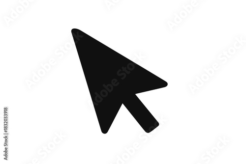 Black arrow cursor symbol representing clicks and selections on computer screens during digital activities