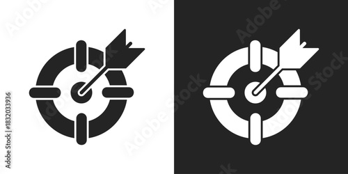 Goal Icon In Black And White Glyph Style
