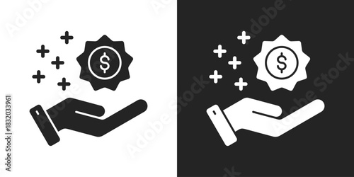 Benefit Icon In Black And White Glyph Style