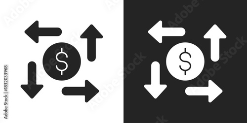 Diversification Icon In Black And White Glyph Style