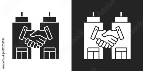 Merger Icon In Black And White Glyph Style
