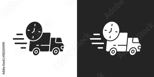 Fast Delivery Icon In Black And White Glyph Style