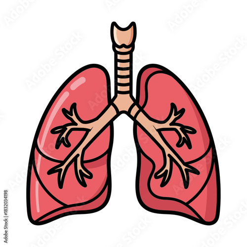 Whimsical lungs illustration showcasing pulmonary health and respiratory system anatomy
