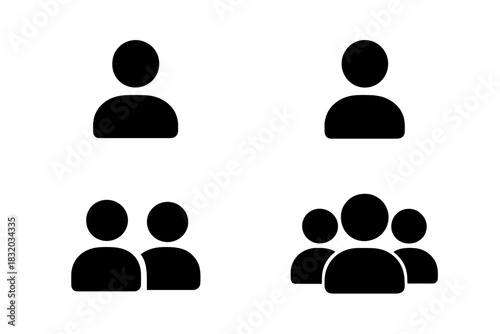 Various simple human icons representing individuality and groups in a minimalist style