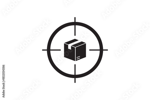 Package Tracking Silhouette with Crosshairs Shipping Target and Delivery Focus Symbol