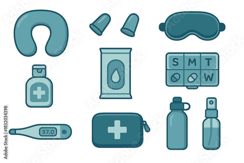 Essential travel wellness kit items for a comfortable journey and quick health care