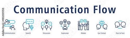 Communication Flow Web Banner Duotone Outline