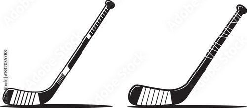 Hockey Stick Silhouette Icon Vector Set. Hockey Stick Flat Icon On White Background.