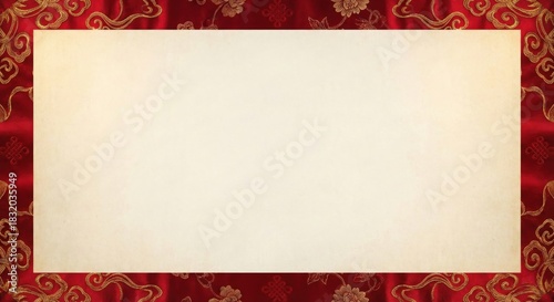 Elegant Chinese Red Silk Frame with Golden Embroidery