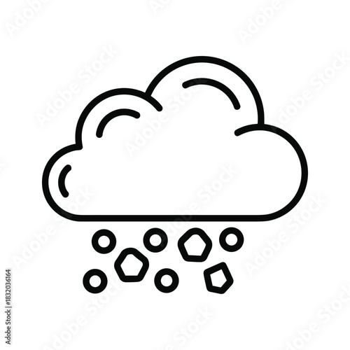 Outline Icon of a Cloud with Hail or Sleet Falling