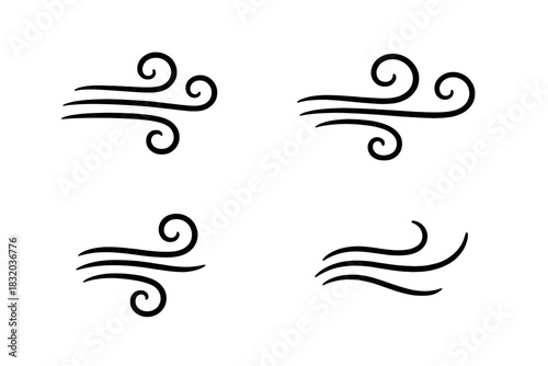 Swirling wind designs showing movement and flow in creative patterns