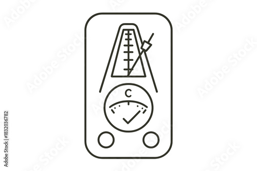 Metronome displaying beats per minute with needle indicating tempo for musicians and composers
