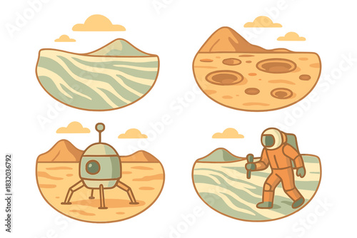 Exploring the surface of a distant planet with rovers and astronauts during a futuristic space mission