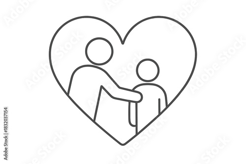 Heartwarming connection between a parent and child illustrated in a simple design showing love and support