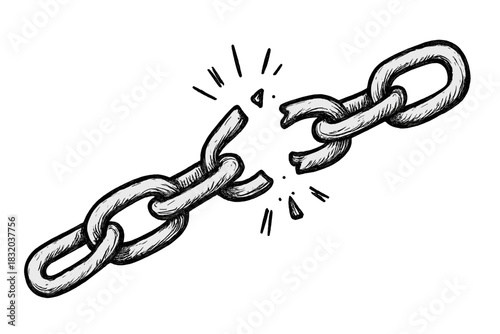 Broken chain symbolizes freedom and the end of restrictions