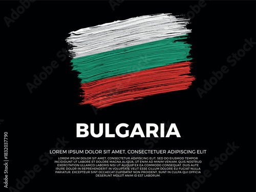 Flag of Bulgaria. Bulgarian and East European Culture. Vibrant, textured brushstroke effect style. Black background with copy space. Dramatic composition in negative space.
