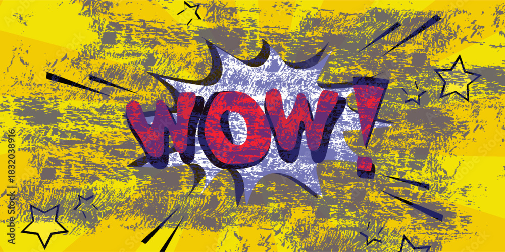 Obraz premium Wow text comic cartoon design