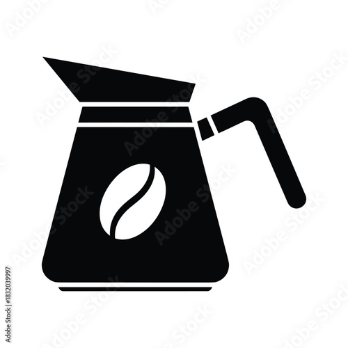 Black coffee pot icon with white coffee bean symbol coffee maker icon beverage icon