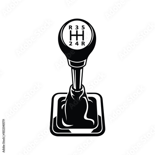 Black five speed manual car gear shifter knob and shift pattern manual transmission gear knob