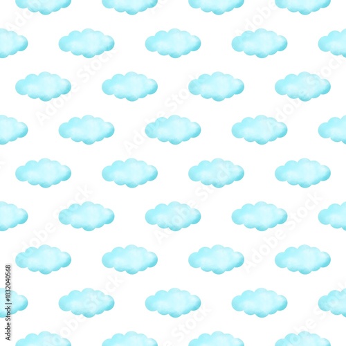 Watercolor Blue Cloud Seamless Pattern