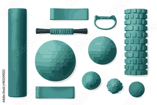 Fitness accessories arranged neatly on a white background for workout and exercise routines