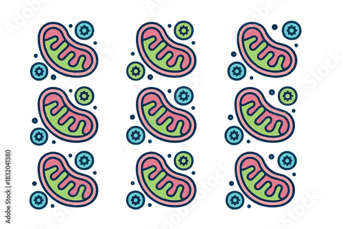 Patterns of colorful cells with vibrant shapes and designs showcasing a playful representation of biological structures