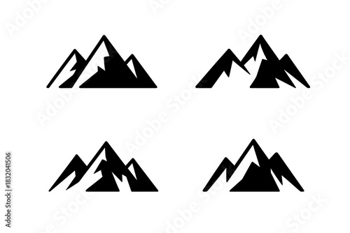 Stylized mountain silhouettes representing different landscapes in a minimalist design