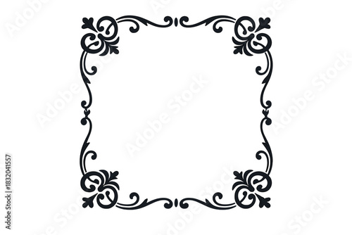 Elegant black decorative border design suitable for invitations and framing artwork