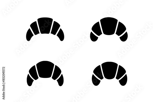 Croissants arranged in a neat pattern on a clean white background for a minimalist aesthetic in food design