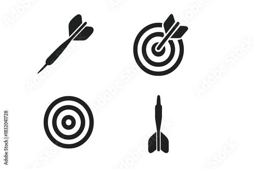 Symbols of precision with arrows and targets showcasing competition and skill in a simple design