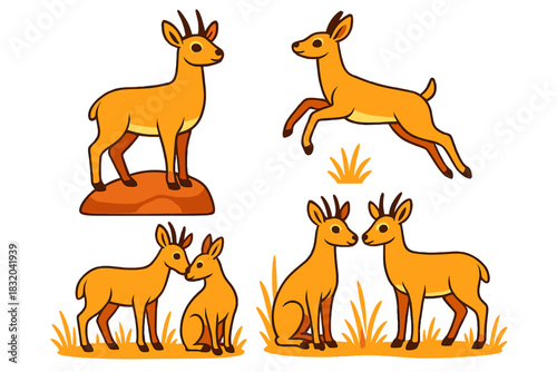 Playful deer in a sunny meadow, showcasing their agility and social interactions in a tranquil outdoor setting