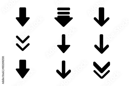Directional arrows in various styles for multiple uses in design and graphics