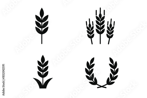 Symbols of agriculture featuring stylized wheat designs, showcasing the importance of crops in farming