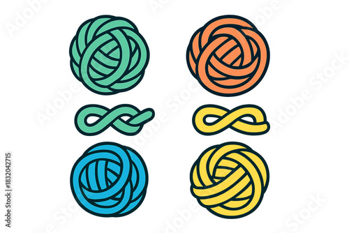 Colorful knot designs showcase intricate patterns and vibrant hues in a creative display of craftsmanship and artistic expression