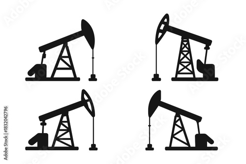 Multiple oil pumps working together in an energy extraction scene