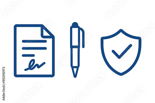Document signing, writing with a pen, and an assurance shield in a digital context