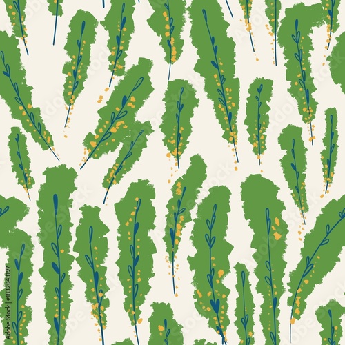 seamless pattern with green leaves