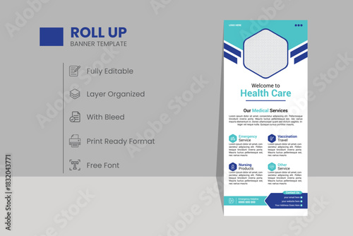 Professional Medical Roll Up Banner Design Template