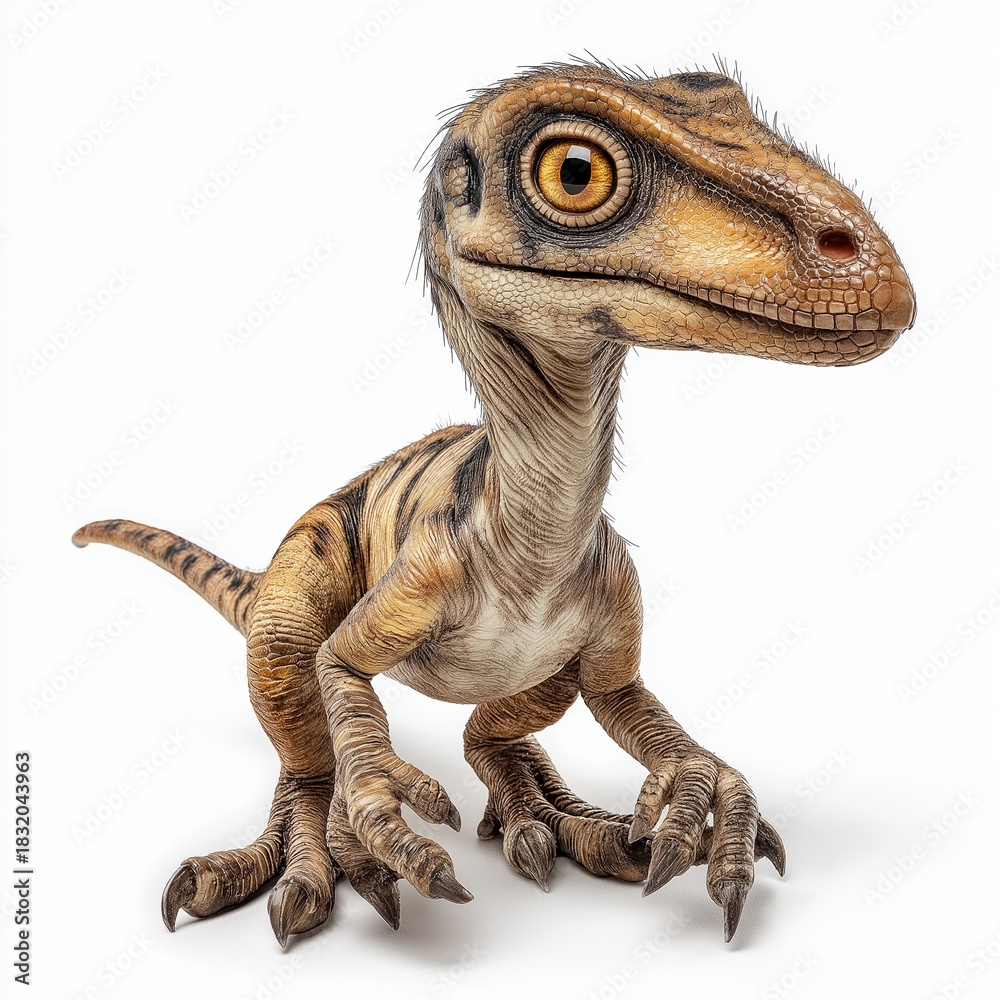 Obraz premium Juvenile Velociraptor mongoliensis Close-up Portrait on White