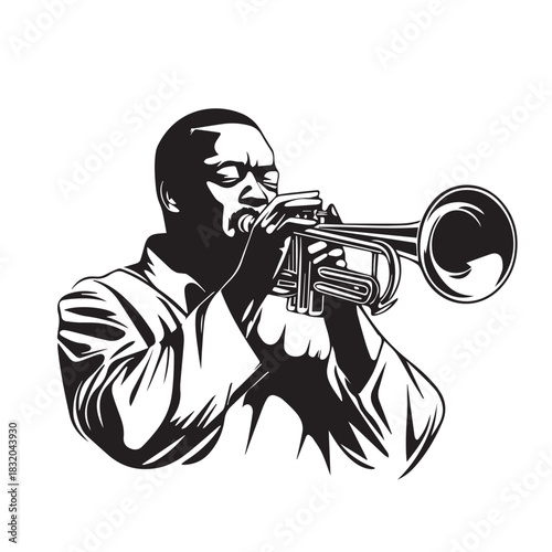 trumpet player silhouette