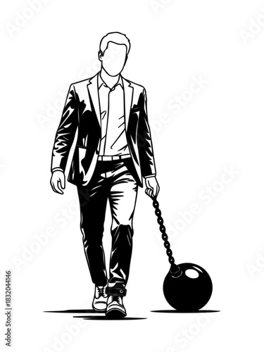 Businessman Burdened by Debt