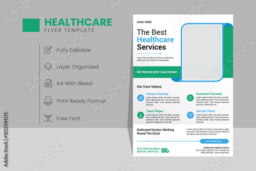 Medical Service flyer and poster template design