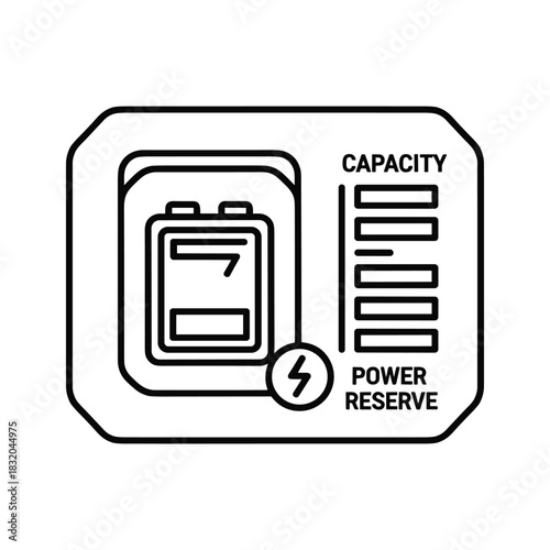 Energy Storage Power Reserve and Capacity Indicator Line Icon