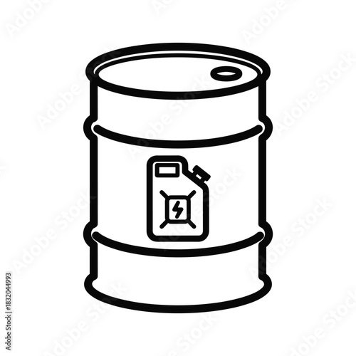 Industrial Fuel Barrel with Electric Energy Symbol Icon