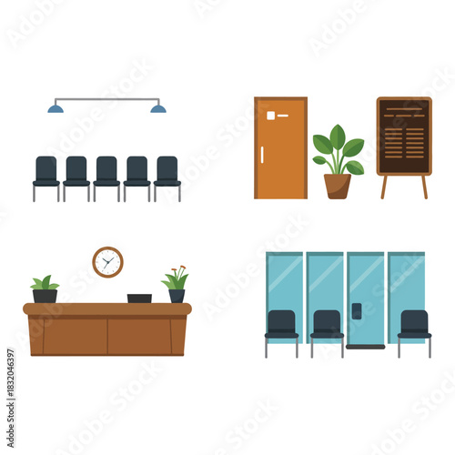 Office waiting area and reception design elements