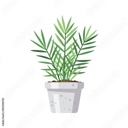 Stylized greenery thrives indoors providing fresh nature in simplistic vector art