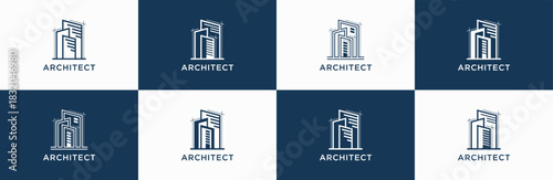 set of architecture logo design. building, construction, real estate, developer, contractor icon collection.