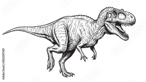Dynamic Tyrannosaurus Rex Line Art