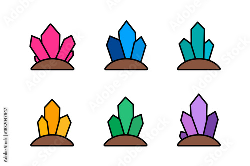 Cave crystal icon illustration