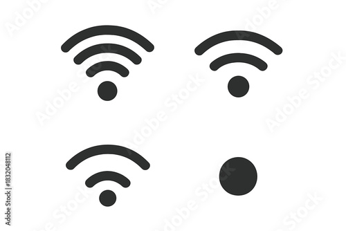 Symbols representing wireless connectivity displayed in a simple grid pattern